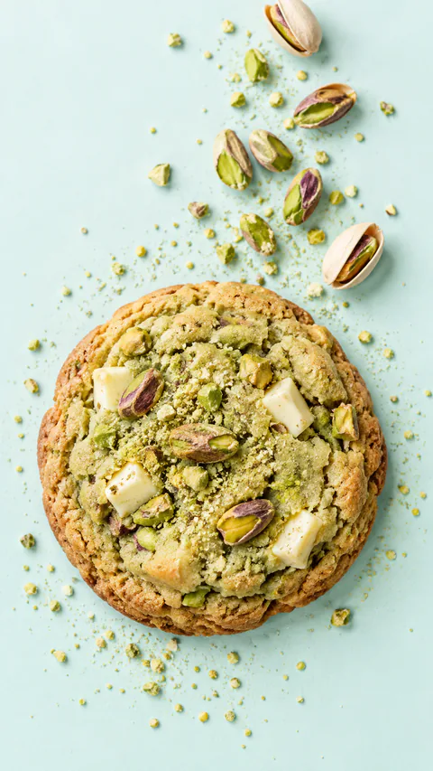 Cookie pistache, vue de dessus