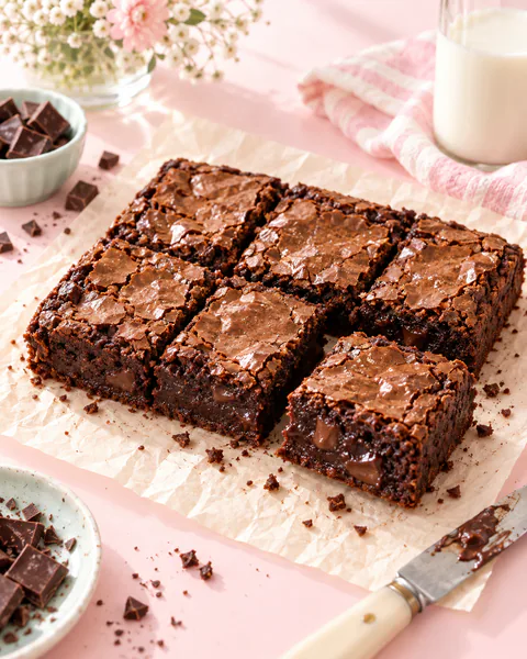 Brownies fondants découpés en carrés